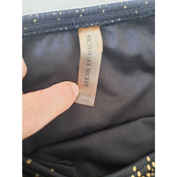 Victoria's Secret Swim Size M Black & Gold Chevron Skirted Bikini Bottom - Picture 3 of 5